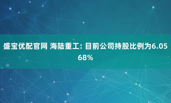盛宝优配官网 海陆重工: 目前公司持股比例为6.0568%
